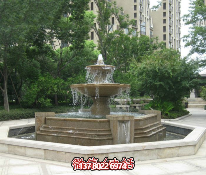 精美石雕大型噴泉，美化小區(qū)廣場景觀