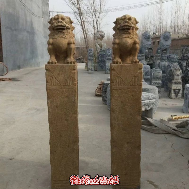 砂巖拴馬柱擺件，為你的寺廟門口增添優(yōu)雅氣息