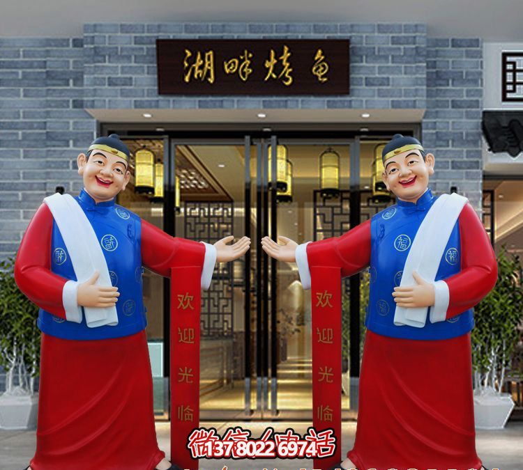 玻璃鋼精美彩繪迎賓雕塑，為您的酒店門口增添藝術(shù)氣息