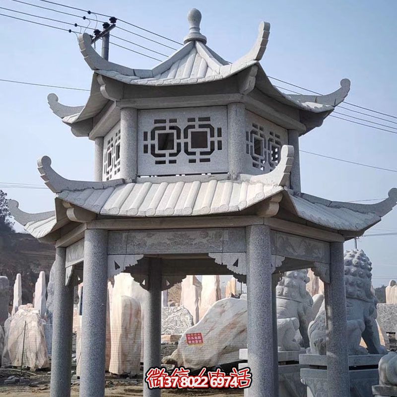 雙層仿古建涼亭，裝點(diǎn)花園、廣場，增添雕塑藝術(shù)氣息