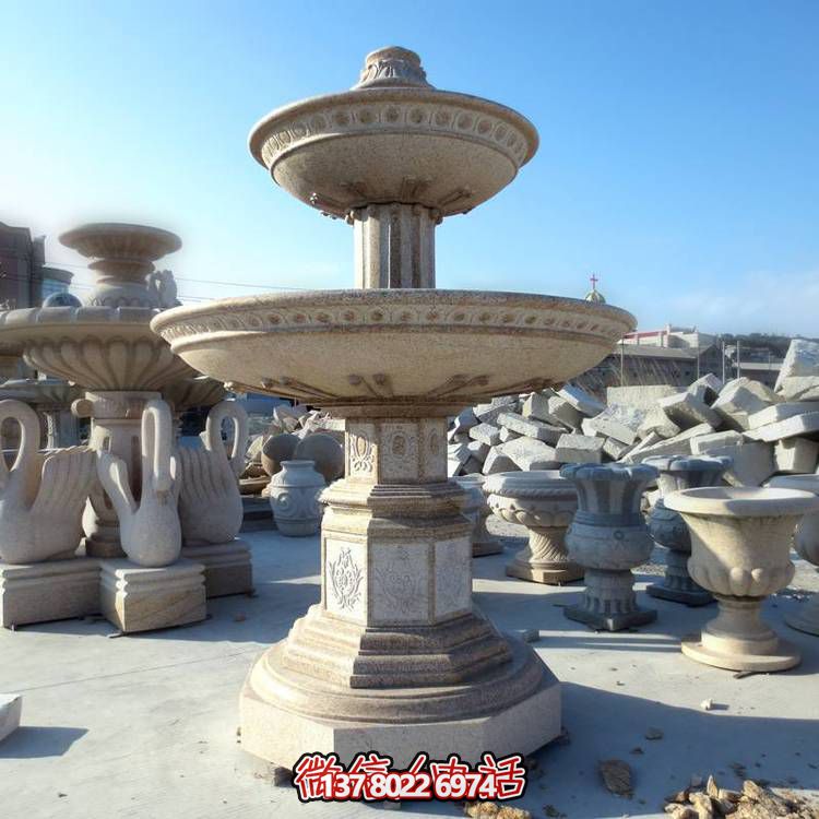 歐式黃銹石噴泉流水轉(zhuǎn)動(dòng)球，點(diǎn)綴酒店會(huì)所景觀