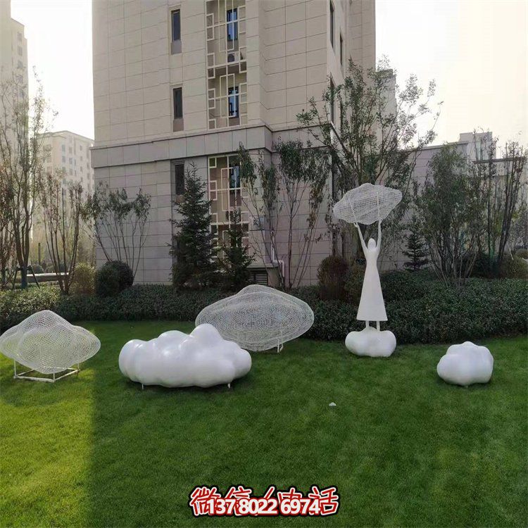 不銹鋼創(chuàng)意鏤空戶外園林祥云雕塑——美景美事，祈愿福氣