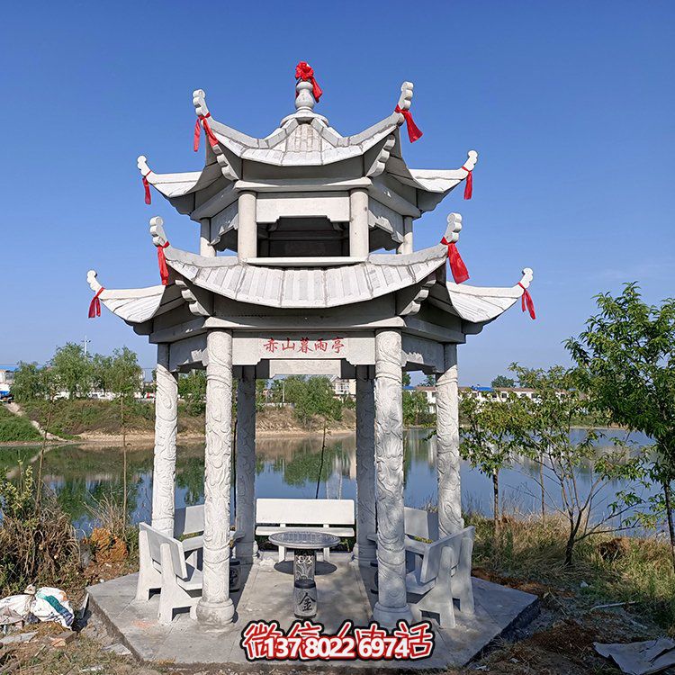 古典風(fēng)格仿古青石二層涼亭，提升園林戶外休息體驗(yàn)