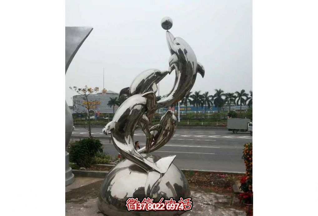 不銹鋼海豚雕塑，玩起來(lái)讓街道飛躍！