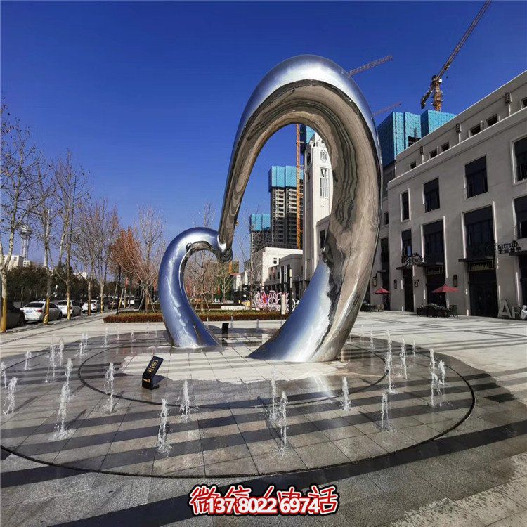 不銹鋼圓形雕塑精致工藝，拋光鏡面，抽象藝術(shù)