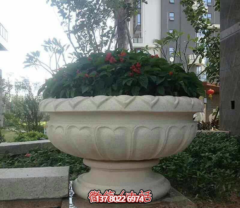 精美巨型大理石石雕花盆雕塑，讓你的別墅街道更加精彩