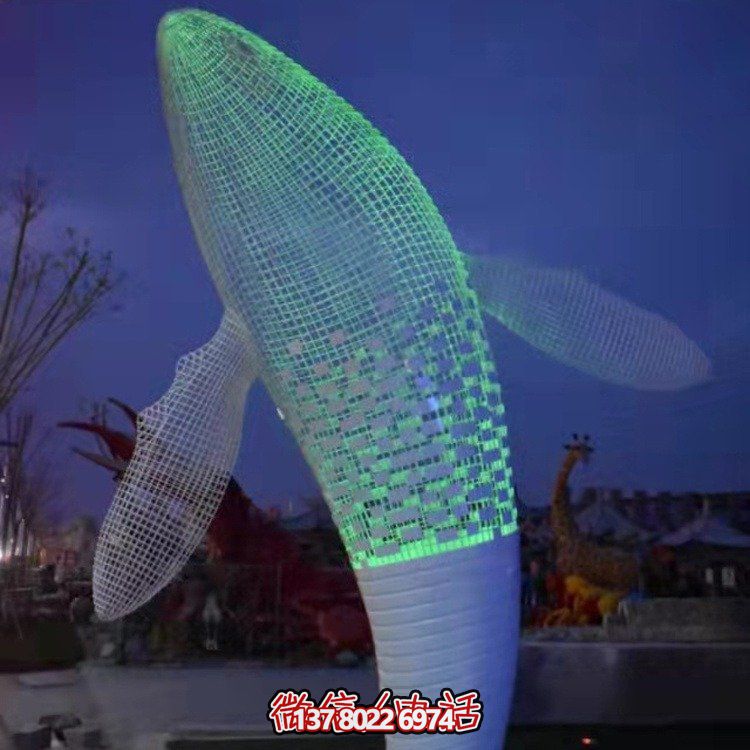 不銹鋼鯨魚雕塑景觀，營造完美空間氛圍