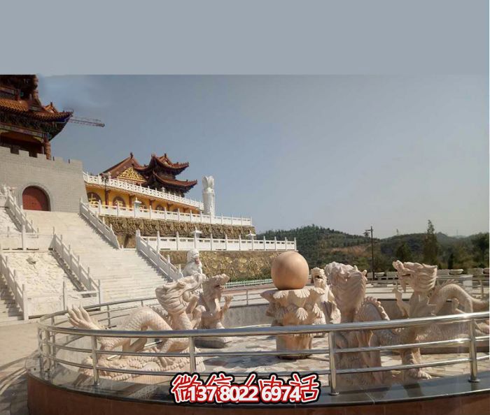 藝術(shù)燈光的魔力，紅龍戲球風大型噴泉石雕秀