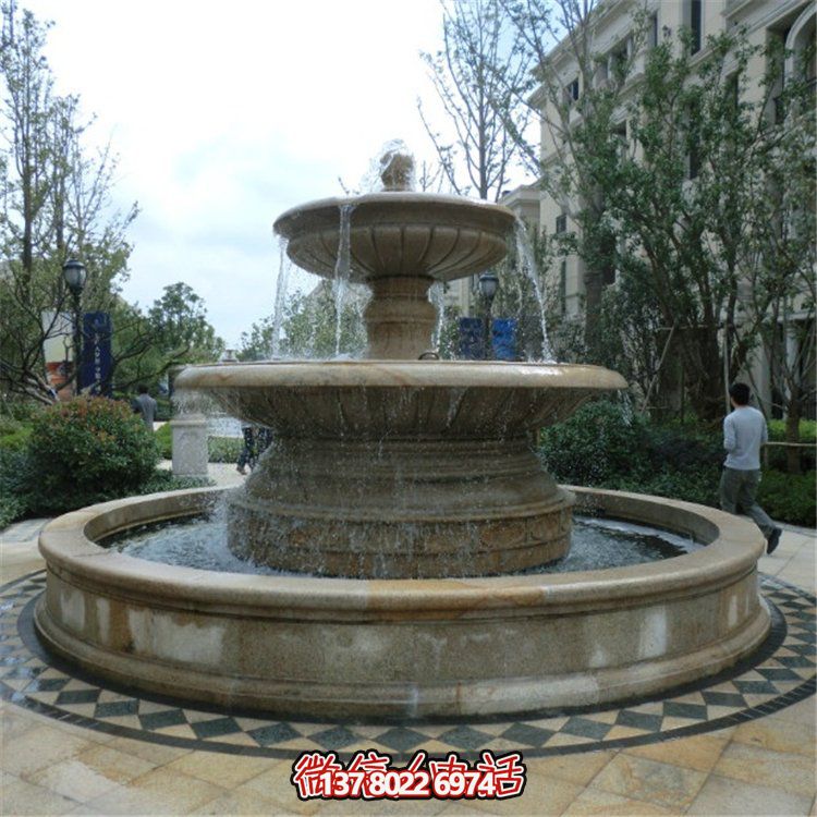 歐式雙層大理石流水噴泉，為小區(qū)增添高貴氣質(zhì)