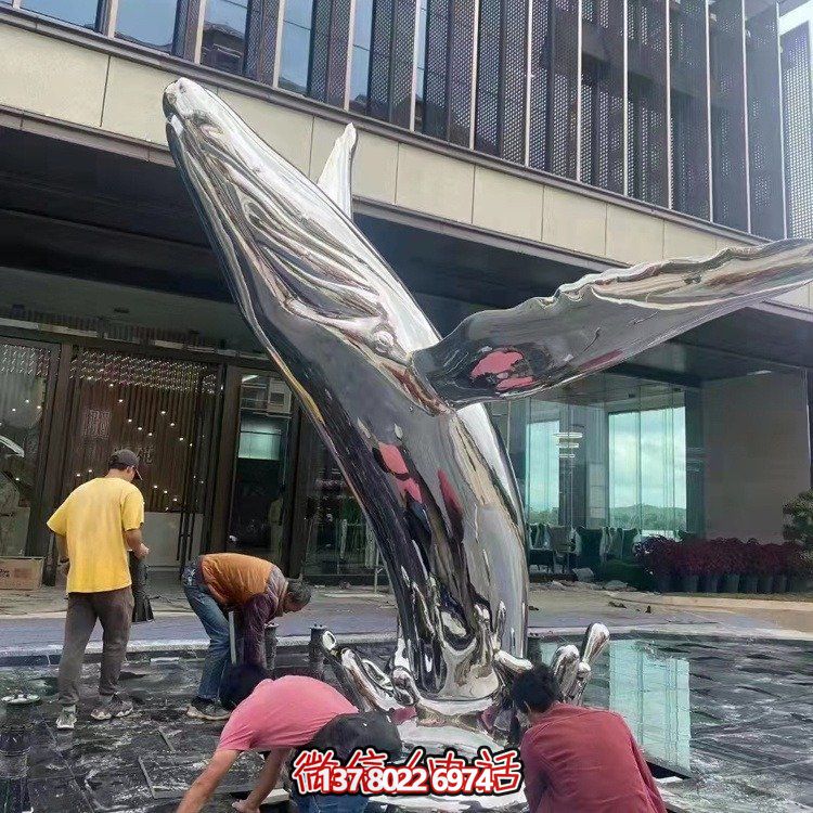 大型不銹鋼鏤空魚(yú)類擺件，為戶外水景商場(chǎng)售樓部裝飾