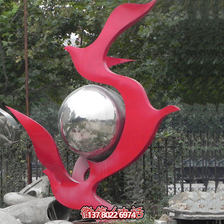 不銹鋼抽象鴿子雕塑，為您的園林景觀增添高雅氣息