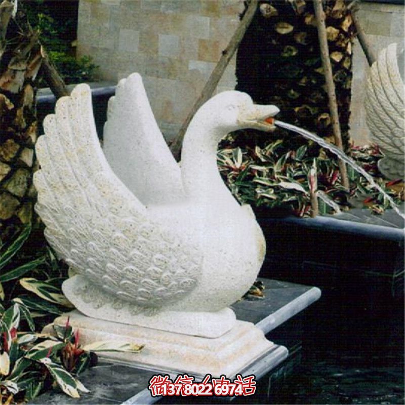 玻璃鋼雕塑噴水器，點(diǎn)亮公園白色天鵝