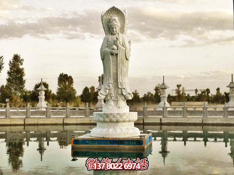 大型漢白玉石雕觀音雕塑，讓你的戶外景區(qū)更加完美