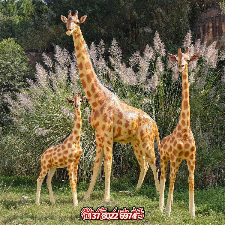 玻璃鋼彩繪大型仿真長頸鹿，為動物園、園林添彩