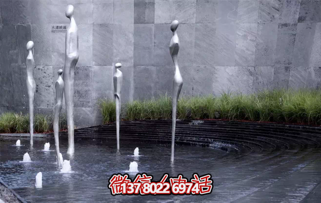 不銹鋼抽象噴泉雕塑，景觀創(chuàng)意裝置