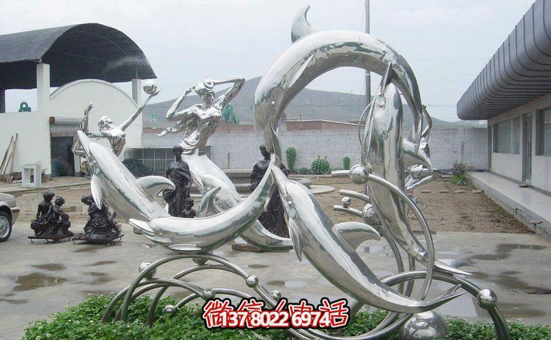 一群活躍海豚，為游樂園帶來更多樂趣——不銹鋼海豚雕塑