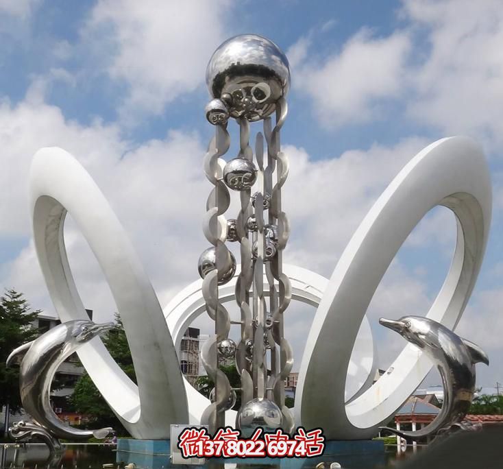海豚個性不銹鋼雕塑，大型廣場裝飾裝置