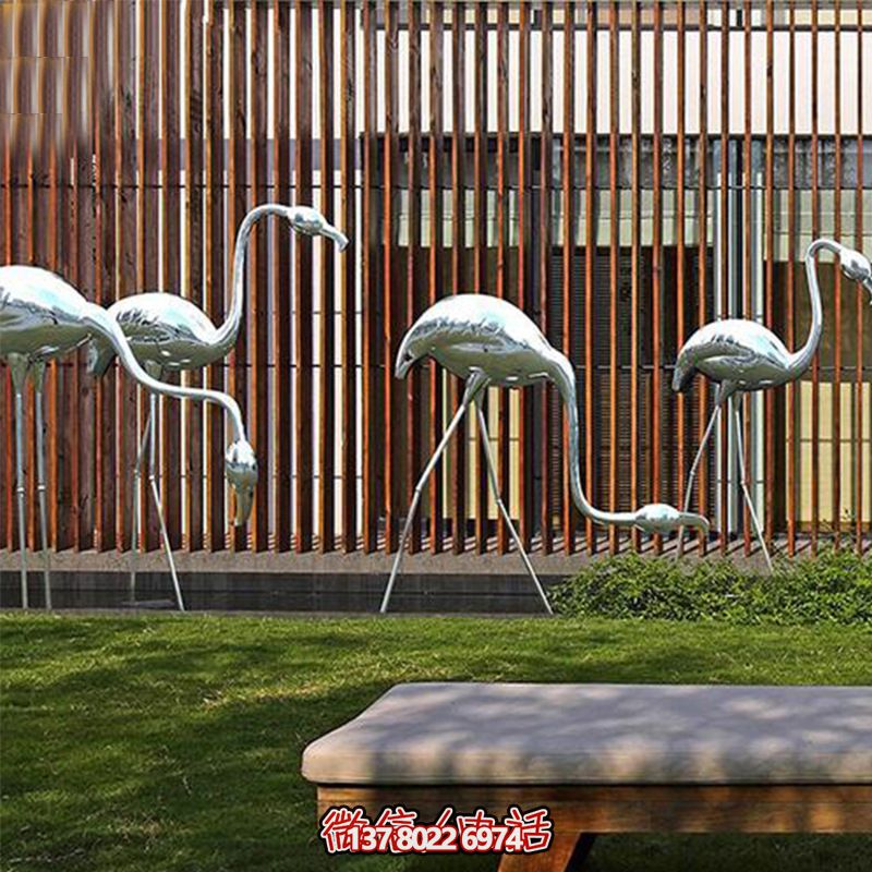 公園休閑裝飾，精美不銹鋼雕塑火烈鳥(niǎo)