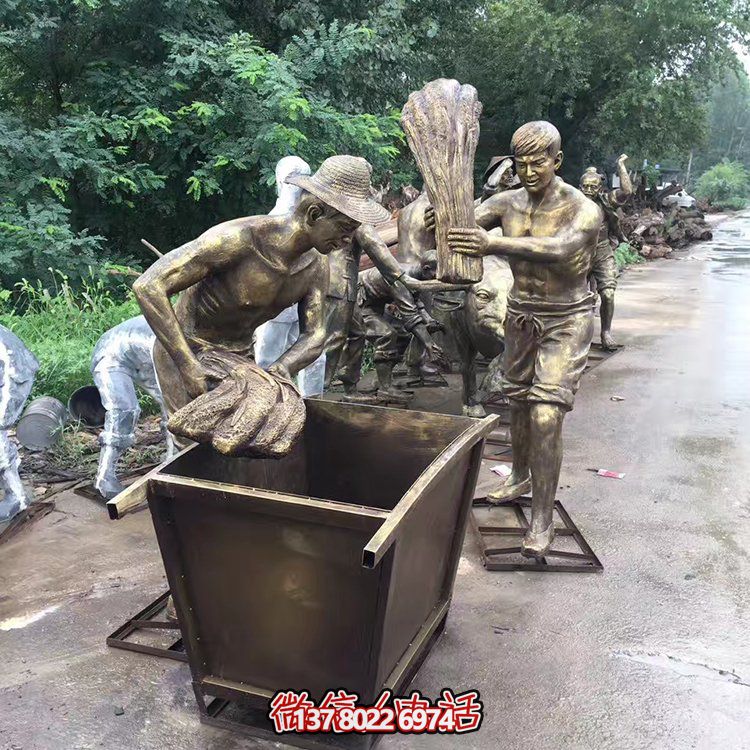 中國(guó)民俗——打麥子、勞動(dòng)、人物雕塑