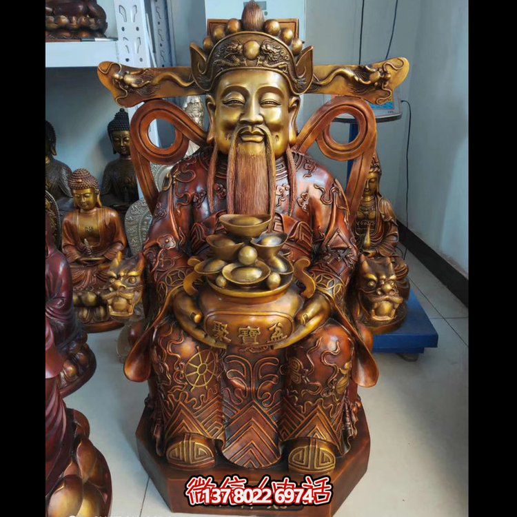 家用純銅鍛造財(cái)神爺?shù)袼堋?cái)源滾滾，祝福財(cái)運(yùn)永久