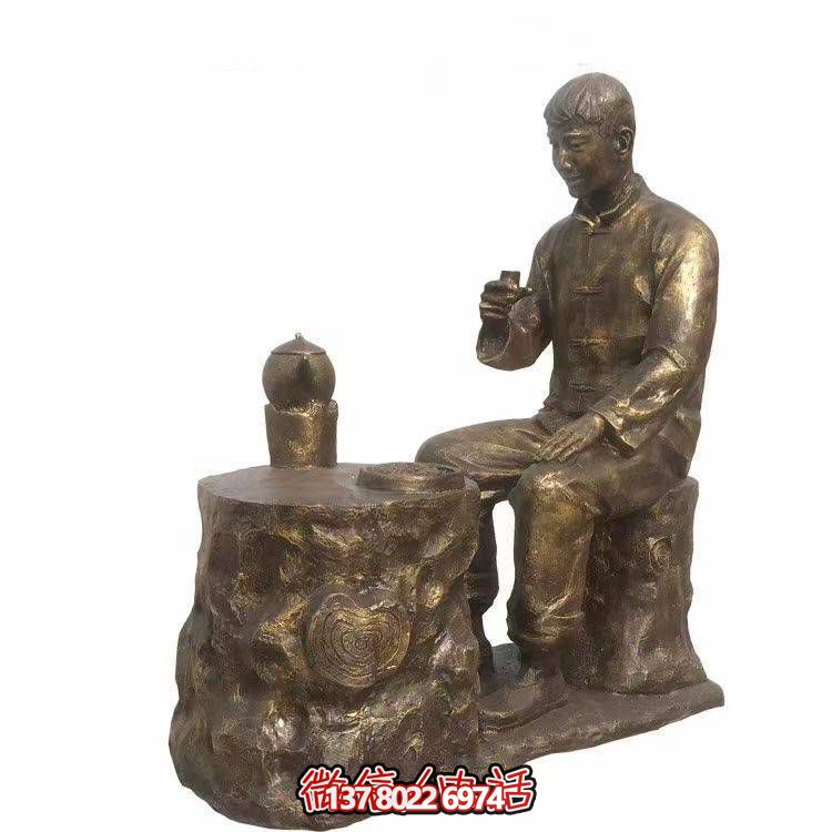 仿銅玻璃鋼人物小品雕塑，景觀戶外公園裝飾