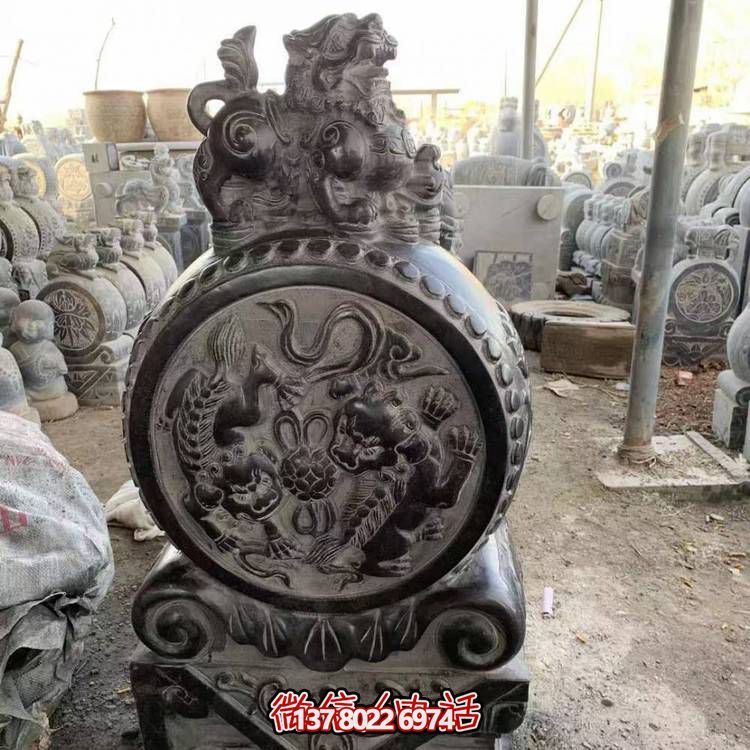 仿古青石石雕抱鼓雕塑，裝點(diǎn)庭院門口