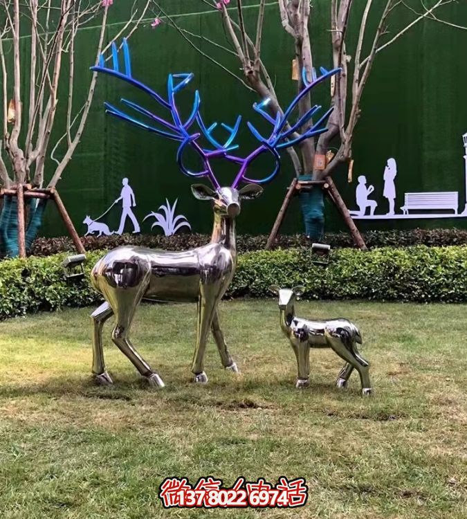 現(xiàn)代簡(jiǎn)約不銹鋼梅花鹿擺件，點(diǎn)綴您的庭院園林景觀