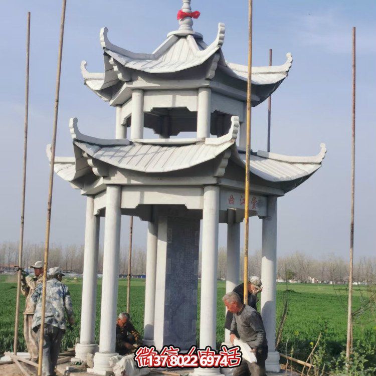雙層大理石石雕涼亭，點(diǎn)綴家園，打造美麗園林景觀