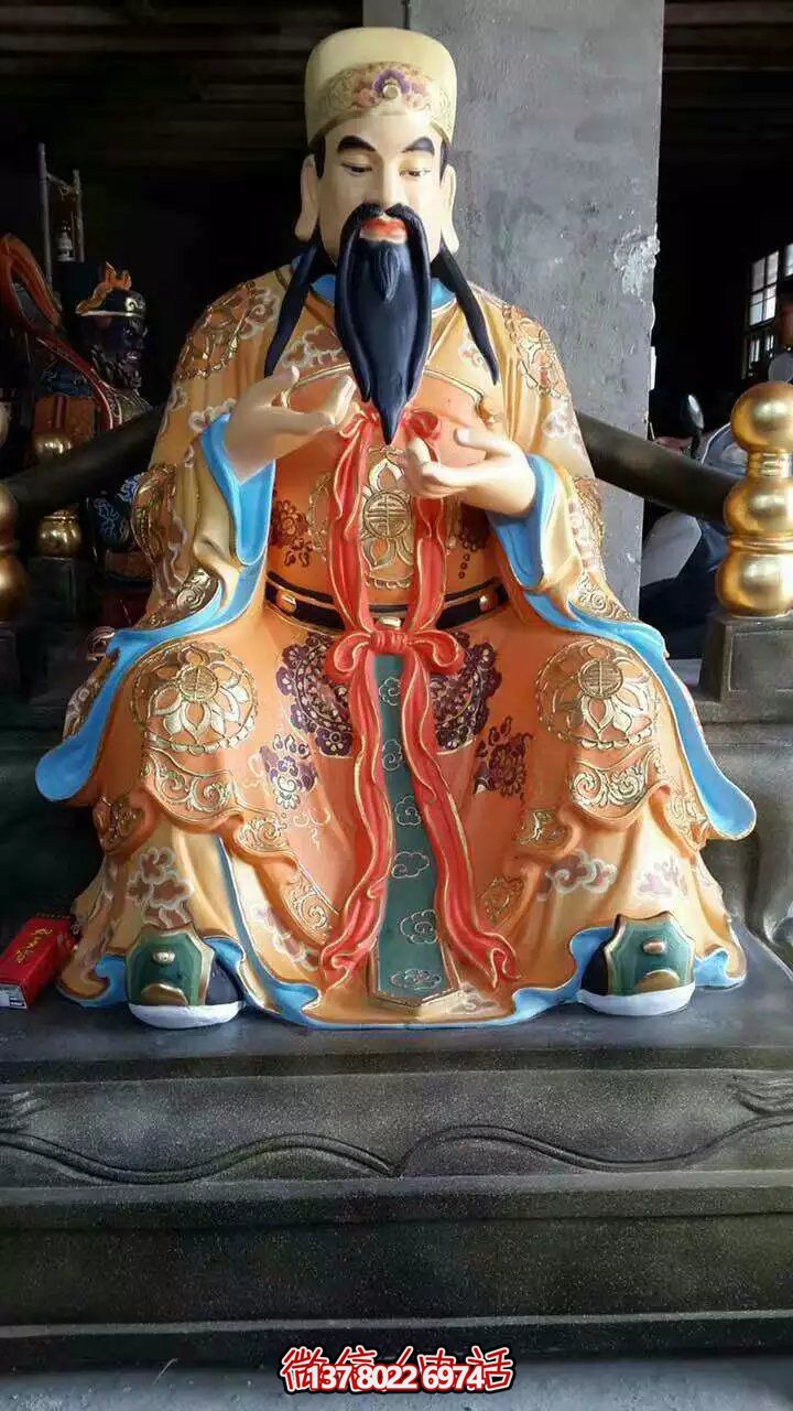 精美供奉財神雕塑，玻璃鋼彩繪絢麗奪目