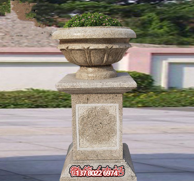 精美石雕花缽，添彰歐式庭院裝飾