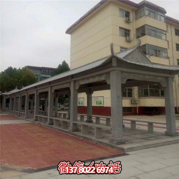 仿古建筑石雕長廊亭子，打造文化小區(qū)廣場(chǎng)雕塑