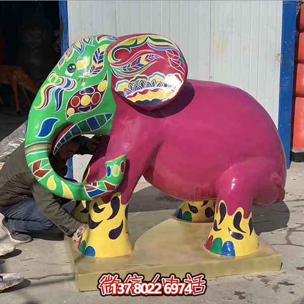 玻璃鋼雕塑大象，彩繪園林景觀