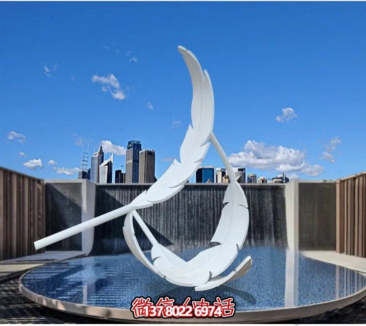 大型不銹鋼鏡面羽毛雕塑，創(chuàng)意園林景觀裝置