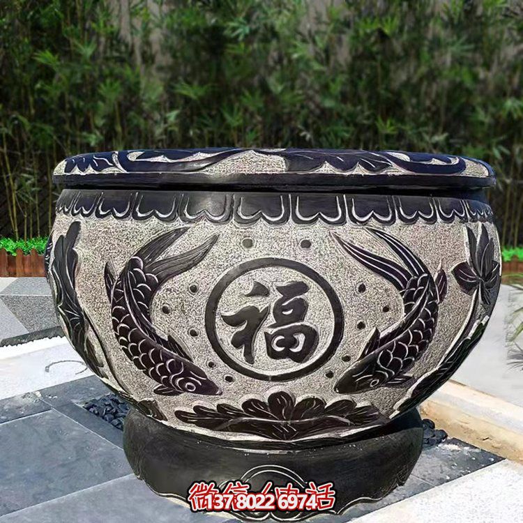 精美青石石雕缸，打造現(xiàn)代園林景觀