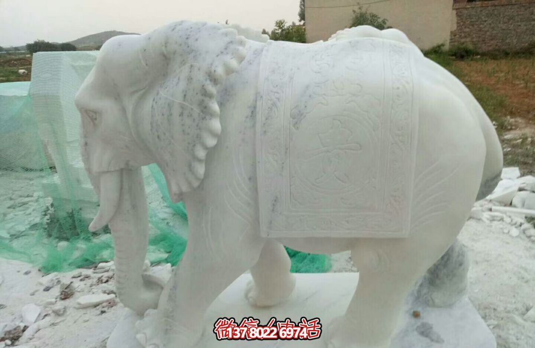 經(jīng)典漢白玉大象雕塑，戶外空間創(chuàng)意裝飾