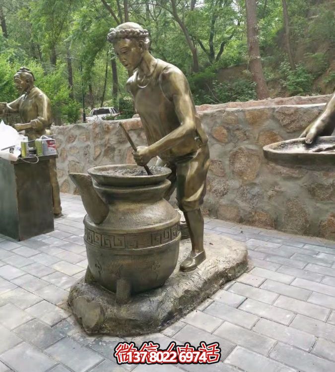 仿銅情景人物玻璃鋼雕塑，環(huán)境美化街道戶外小品