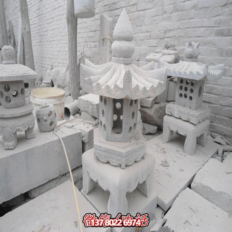 精美石燈鏤空大理石裝飾擺件，點亮你的漢白玉庭院