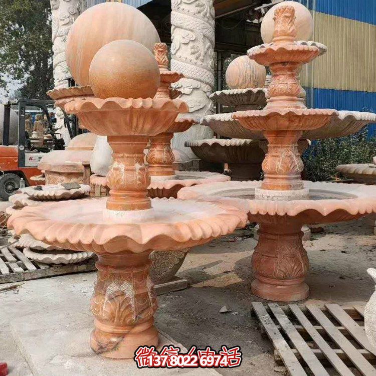紅晚霞中式二層風(fēng)水球，讓你的庭院擺放流水轉(zhuǎn)運(yùn)風(fēng)水