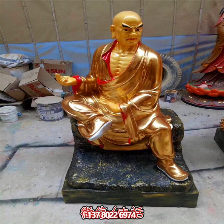 噴金烤漆菩薩雕塑，擁有古老神秘的十八羅漢美學(xué)