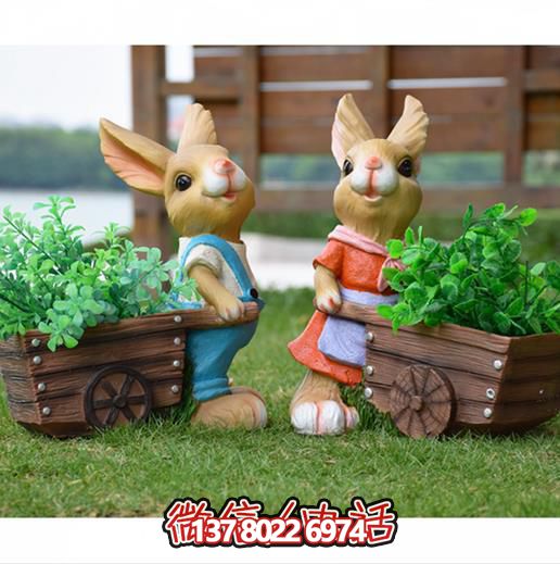 可愛(ài)兔子雕塑，點(diǎn)綴玻璃鋼戶外園林景觀