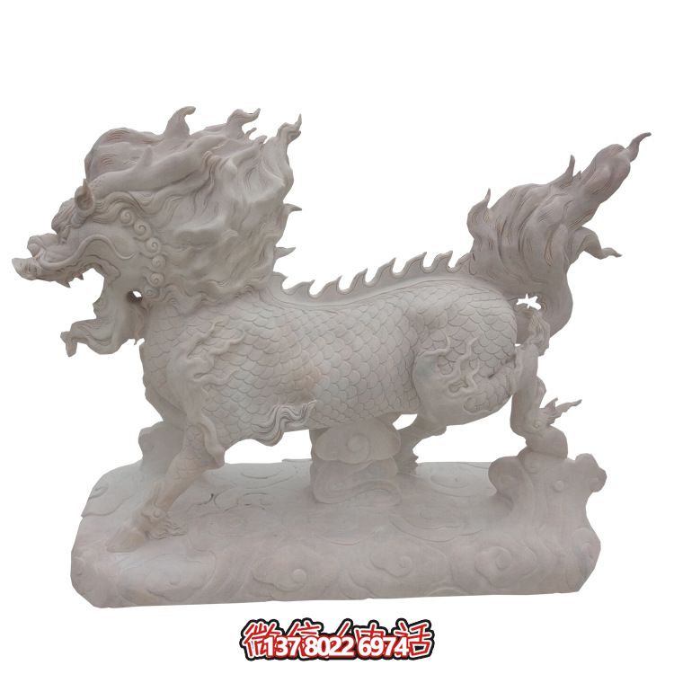 傳承漢白玉石雕麒麟雕塑，美化景區(qū)戶外環(huán)境