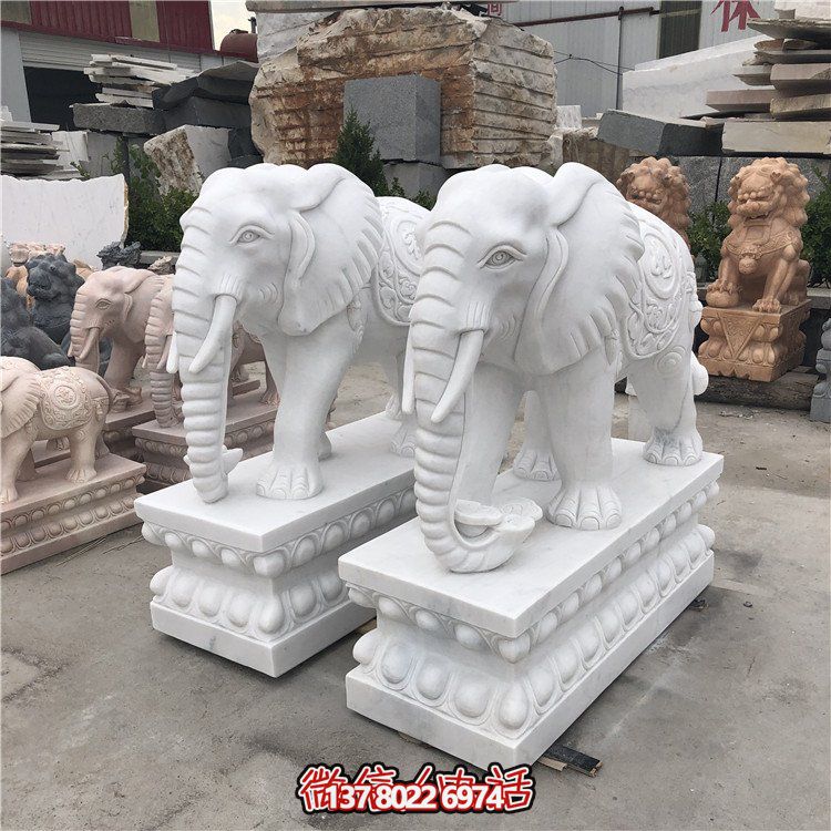 大理石石雕大型動物雕塑，點(diǎn)綴庭院別墅門口