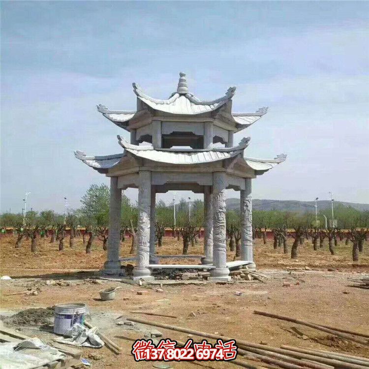 雙層雕塑涼亭，為景區(qū)、園林、戶外環(huán)境提供視覺美感