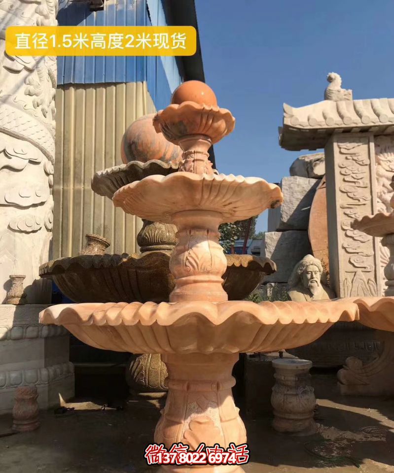 紅色晚霞風(fēng)水球石雕景觀噴泉，點(diǎn)亮小區(qū)美景