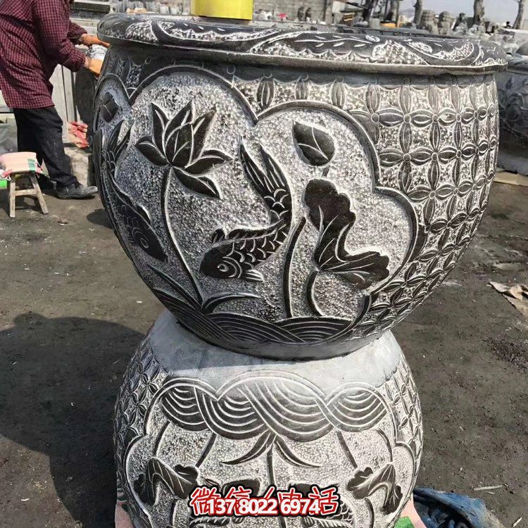 古典中式仿古石雕花盆，為您的庭院增添古風(fēng)雅致