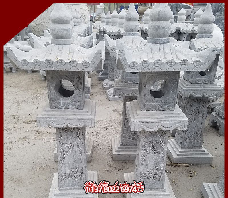 仿古石雕燈籠，裝飾戶外寺廟