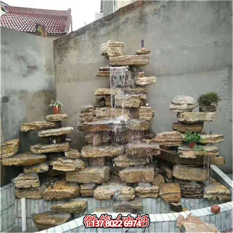 大型立式層流水假山石造景，給你驚艷的室外庭院廣場