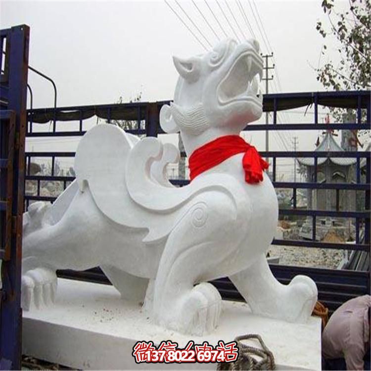 大理石石雕麒麟，古典庭院裝飾精美大型雕塑