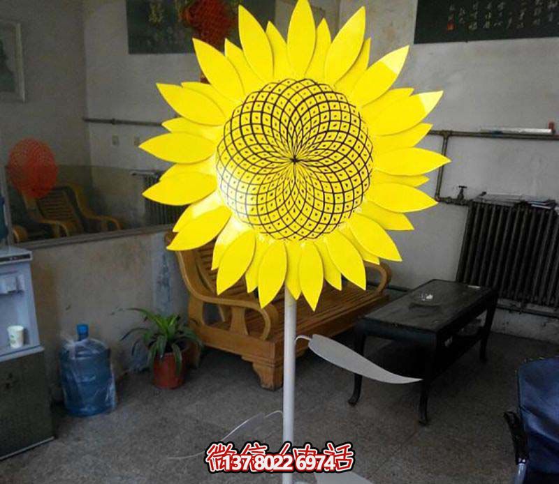 不銹鋼游樂園草坪擺放雕塑，向日葵裝飾