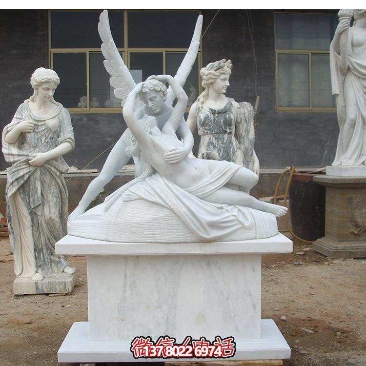 西方天使?jié)h白玉雕塑，美化景區(qū)廣場(chǎng)